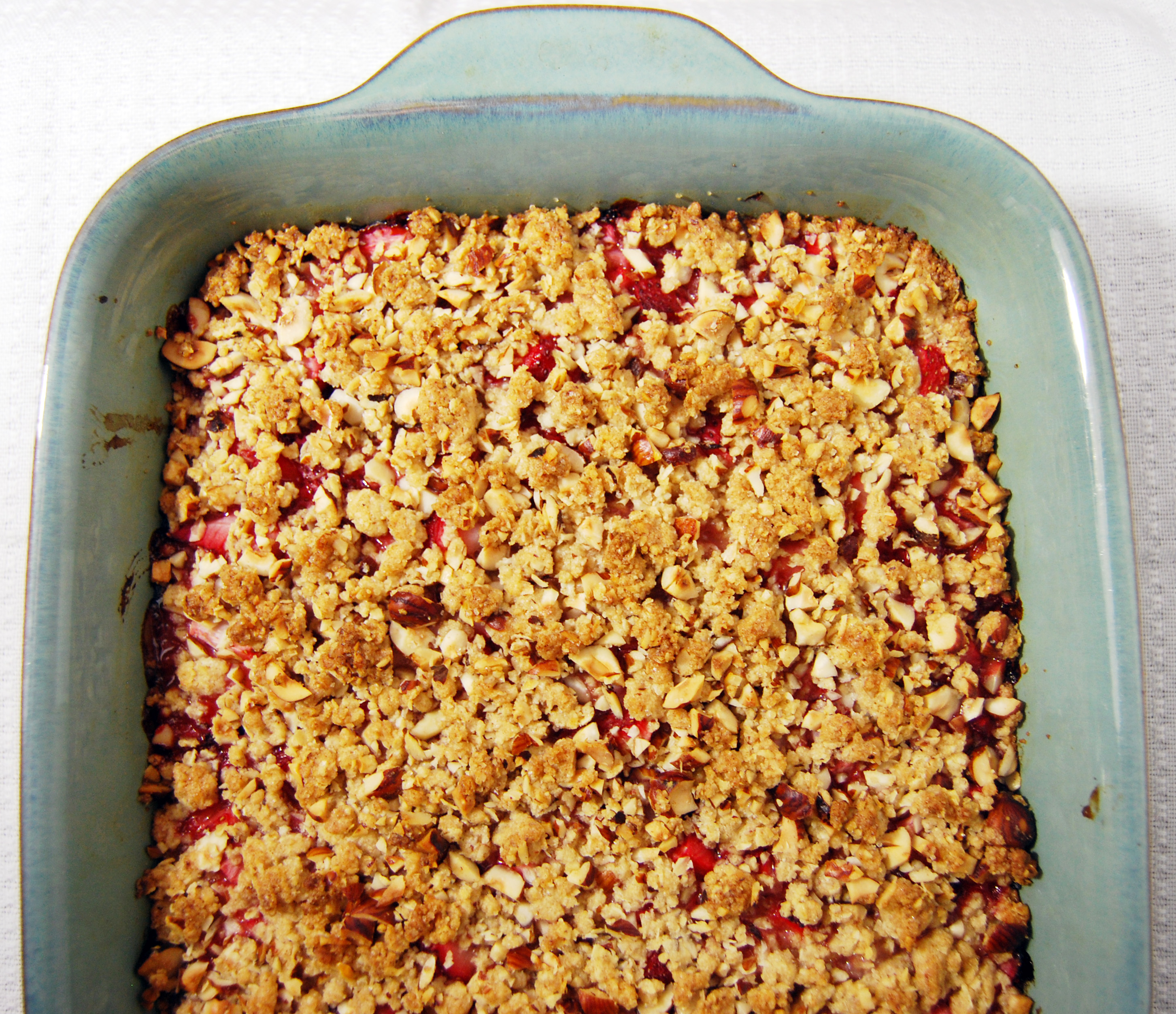 Strawberry Rhubarb Butter Crumble Bars - Mostly Balanced